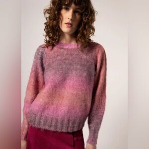 FRNCH paris Noelia Sweater purple pink ombré puff sleeve small
